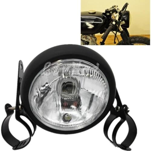 Motorcycle Black Metal Retro Front Headlight WIth 35-43mm Fork Tubes Headlight Bracket For GN125 Cafe Racer Bobber Custom