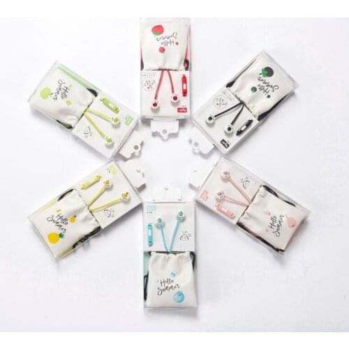 Cartoon fruit headset 3.5mm in-ear cute girl earplugs with storage bag children gift headset for Xiaomi Huawei iphone Samsung