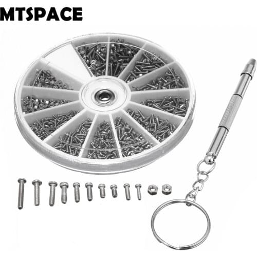 MTSPACE 1000/Set Assortment Tiny Eyeglass Sun Glasses Spectacles Screw Set Repair Tool Kit & Multifunction Screwdriver for Gift