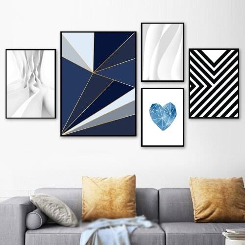 Cubic Geometry Style Wall Art Canvas Nordic Poster Prints Abstract Line Painting Wall Picture for Living Room Home Decoration