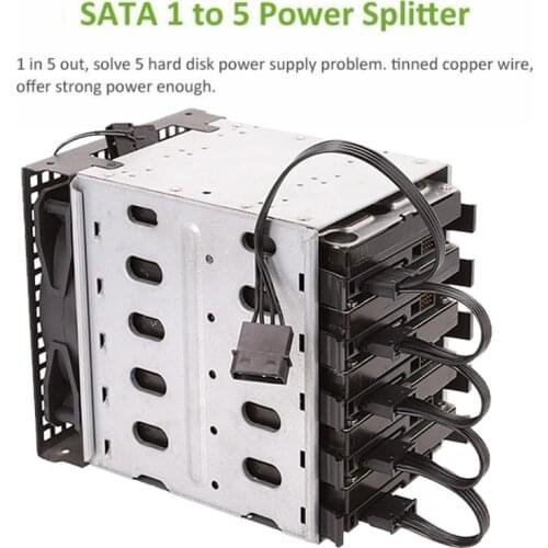 New 4Pin IDE-to-SATA Power Cord For Hard Drive IDE Molex To 5-Port 15Pin SATA Power Cable Lead HDD SSD PC Server For Chia Mining