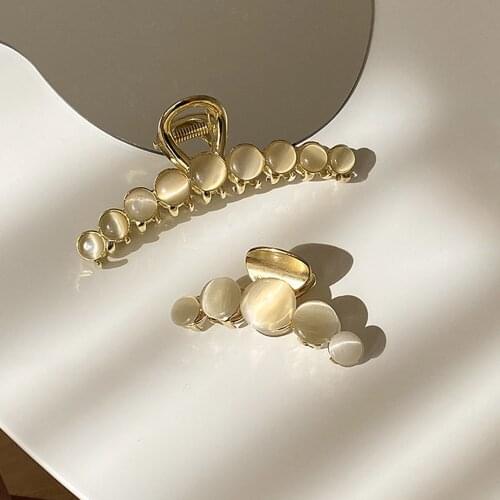 New Design Opal Hair Claw Metal Clips Grils Makeup Barrettes For Women Ponytail Hairpins Hair Accessories Bobbypin F179