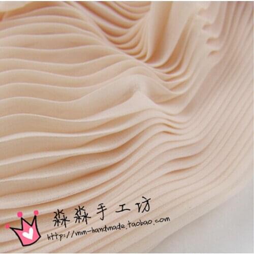 Wholesale Textile fabrics High Qulity Meat Pink Organ Pleated Crinkle Chiffon Dress Bust Skirt Of The Dress Fabric,Free Shipping