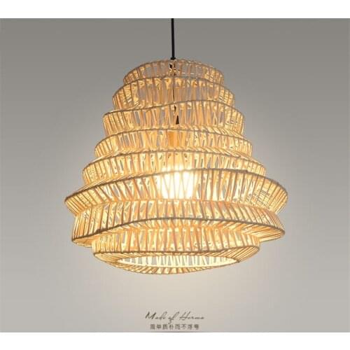 Southeast Asia Handmade Bamboo Rattan Weaving Pendant Lights Hill House Home Living Room Restaurant Tea Room Art Deco Lamps