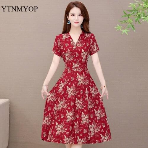 V-Neck Print Summer Dresses Holiday Long Dress Plus Size 6XL Women High Quality Floral Bohemian Casual Loose Vestidos YTNMYOP