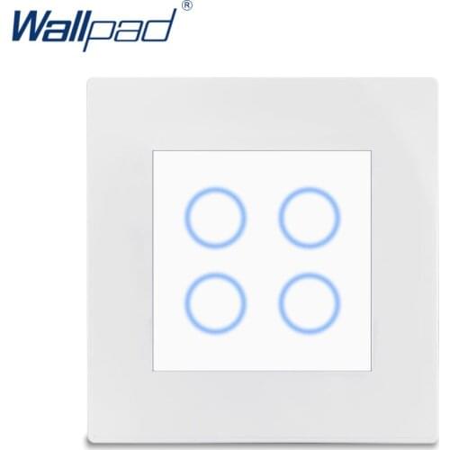 4 Gang 2 Way Touch Switch With LED Indicator Wallpad Luxury White PC Panel Wall Light Switch Rocker Button 10A AC110~230V 1000W