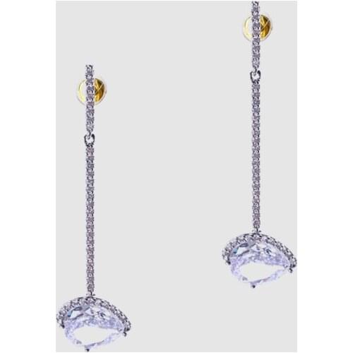 Amorita boutique trendy silver color crystal drop earrings