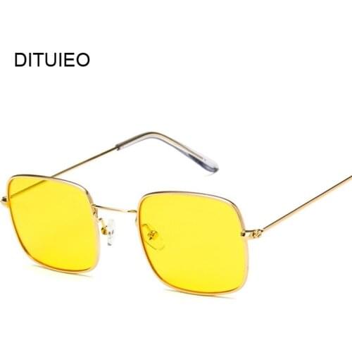 Vintage Small Square Sunglasses Women Red Yellow Clear Lens Sun Glasses Lady Retro Sunglasses Female Ocean Eyewear Oculos De Sol