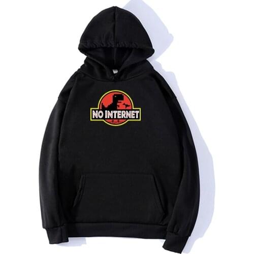 NO INTERNET Dinosaur Funny Harajuku Aesthetic Hoodies Unisex Cartoon Vintage Sweatshirts Fashion Hip Hop Ullzang Hoody Female