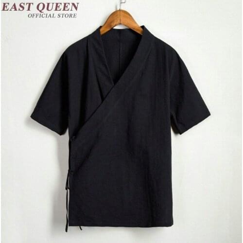 Traditional chinese clothing for men male Chinese mandarin collar shirt blouse wushu kung fu outfit China shirt tops KK1409