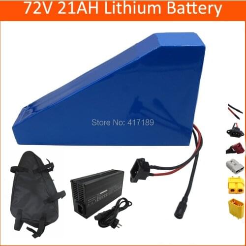 Hot sale 2500W 72V triangle battery 72V 21AH electric bicycle Scooter battery Use Sanyo 3500mah cell 40A BMS 84V 2A Charger