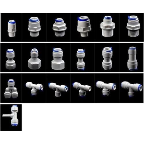 1/4" 3/8" OD Hose Tube 1/4" 1/2" 3/4" 1/8" Plastic Pipe Quick Connectors RO Water Connector Fittings Reverse Osmosis System