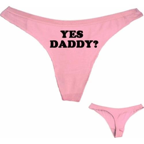 Dong King Lady Sexy Thong Panties YES DADDY Letter Print Funny Women Cotton T Underwear White Black Pink Free Shipping