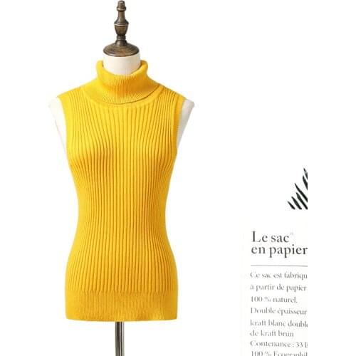 Turtleneck Sweater Women 2019 Autumn New Korean Solid color Sleeveless Sweater Female Slim Sexy Vest Tops Pull Femme Clothing