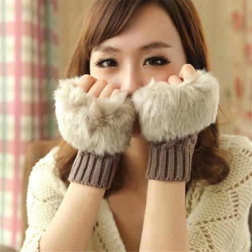 2020 Winter Warm Thickening Wool Gloves Knitted Flip Fingerless Exposed Finger Thick Gloves Without Fingers Mittens Glove Women