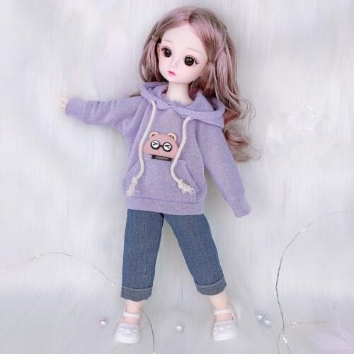 1/6 Doll Clothes Suit 28cm Baby Dolls Accessories Lace Dress Plush Rabbit with Hat for12inch doll