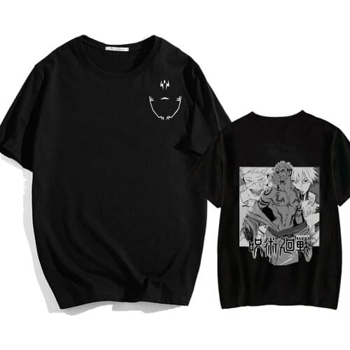 2021 Japanese Fashion Anime Ryomen Sukuna T-shirt Women Men Jujutsu Kaisen Hip Hop Top Tees Summer Casual Street Style T-shirt