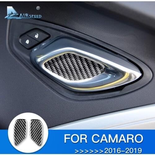 AIRSPEED for Chevrolet Camaro 2016 2017 2018 2019 Accessories for Camaro Sticker Carbon Fiber Interior Trim Car Door Bowl Cover
