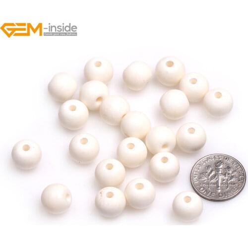 Gem-inside 10mm Big Hole (hole 2mm) White Round Bone Beads For Halloween Jewelry Making Decoration Bulk 50pcs DIY Jewellery