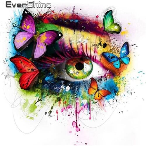 EverShine Diamond Mosaic Eye Picture Rhinestones Diamnond Painting Butterfly Cross Stitch Bead Embroidery Kits Home Decoration