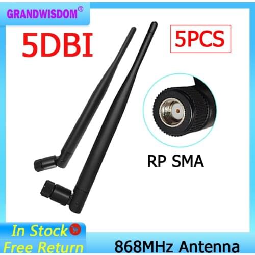5pcs 868MHz 915MHz Antenna 5dbi RP-SMA Connector GSM 915 MHz 868 MHz antena outdoor signal repeater antenne waterproof Lorawan