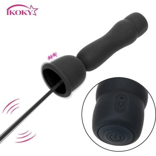 IKOKY 16 Mode Vibrator Male chastity device Urethral Dilators Sex Toys for Men Silicone Penis Plug Catheters Sounds Sex Shop