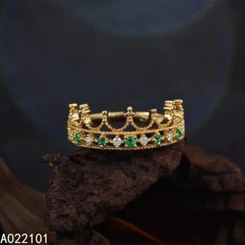 KJJEAXCMY fine jewelry S925 sterling silver inlaid natural Emerald new girl luxury ring support test Chinese style with box