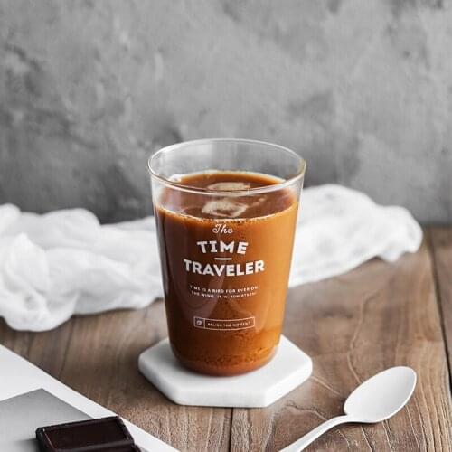 Brief style water glasses mugs letter printed drinking glass round heat resistant glass best friend gift juicy eco-friendly