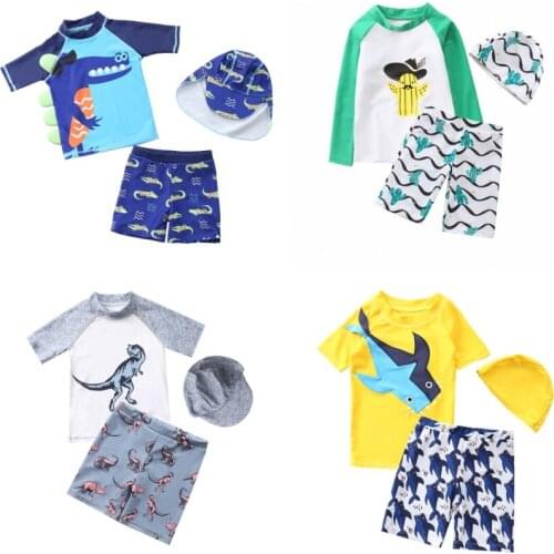 Summer Children Swimming Suit For Boys Two Pieces Baby Boy Swimwear Bathing Suit Kids Swimsuit With Cap Child Swimming Costume
