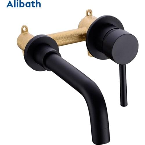 Matte Brass Wall Mounted Basin Faucet Single Handle Bathroom Mixer Tap Hot Cold Sink Faucet Rotation Spout Burnished Gold