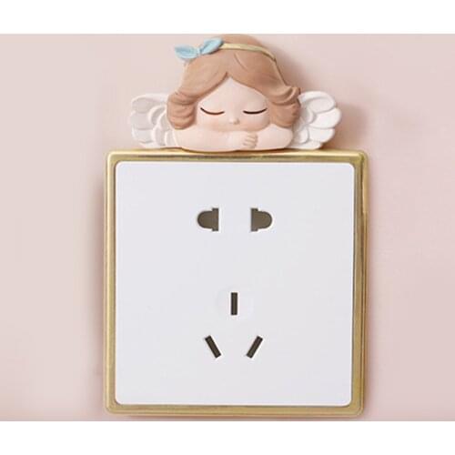 Cartoon Girl Light Switch Sticker Removable Self-Adhesive Decals Living Room Home Wall Outlet Art Decorations Ornament