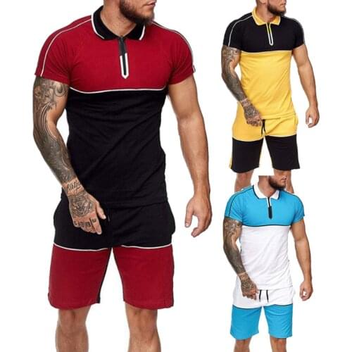 Mens Sets Mens 2 Piece Outfit Jogger Set splicing Sweatsuits Casual Shorts Set Summer Fashion Clothing Male Short Tracksuit 3XL