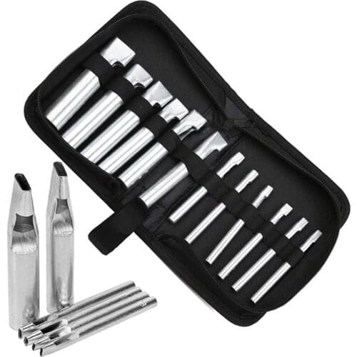 LMDZ 12 Pcs Leather Craft Hole Punch Set,Oval Shape Hole Punch,Flat Craft Punch Leather Hollow Hole Punch for Belt Watch Band