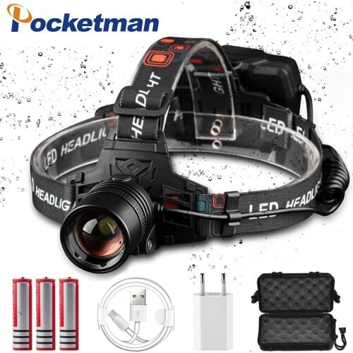 7000LM USB Rechargeable XHP50 headlamp Headlight high powerful xhp70 head lamp torch ZOOM Head light Use 3*18650 batteries