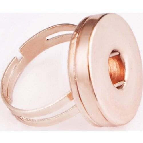 NF5566 Rose gold DIY 18mm snap button Rings adjustable