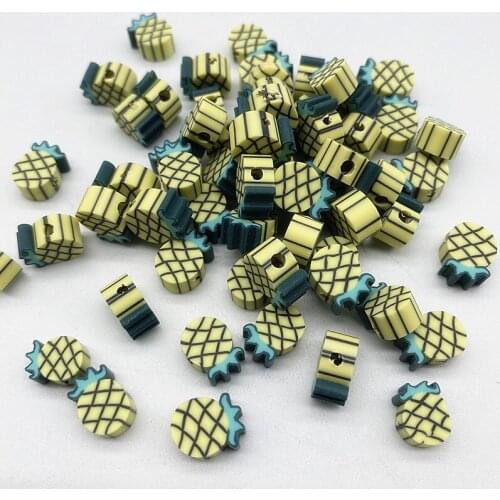 New 30pcs10mm Smiley/Animal/Fruit Beads Polymer Clay Beads Spacer Loose Beads for Jewelry Making DIY Accessories #14