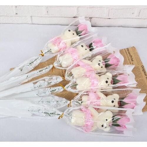 NEW Scented Soap Rose Flower Bath Body Soap Cute Artificial Bear Flower Set Wedding Party Decoration DIY Handicraft Accessories