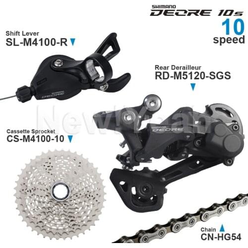 SHIMANO DEORE M4100 10v Groupset M4100 Shifter Cassette Sprocket and M4120 / M5120 Rear Derailleur HG54 Chain- 10-speed