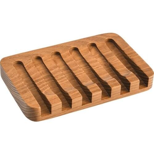 Teak Wood Soap Dishes with Waterfall Design Sponge Rack Soap Holder Soap Tray for Bathroom Kitchen