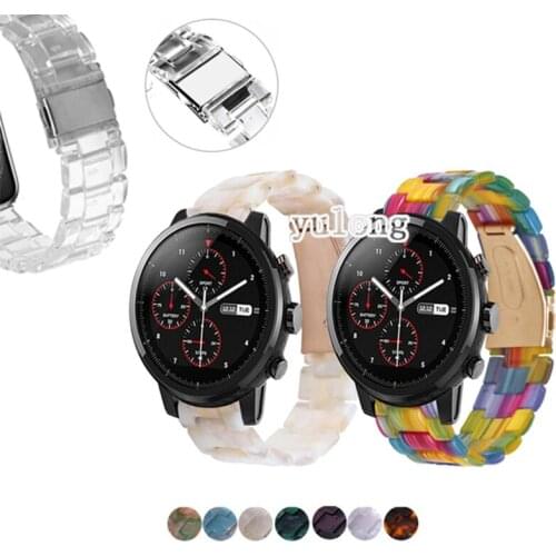 Colorful Transparent Resin Strap Band for Huami Amazfit Stratos 2 2S 3 Smart Watch Repleacement Wristband for GTR 47mm GTR2