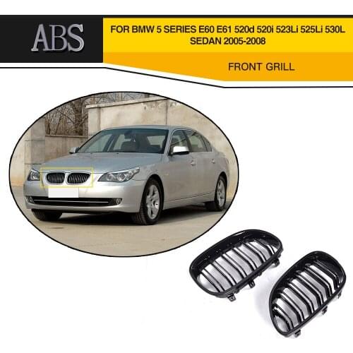 ABS Front Bumper Grille For BMW M5 E60 E61 520d 520i 523i Sedan 4 Door 2004-2009 Matte Black Grill
