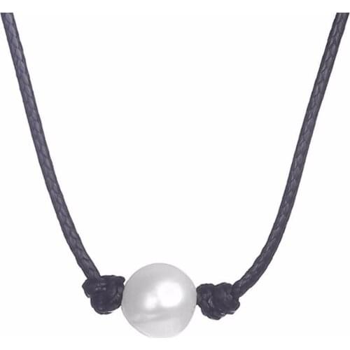 Romantic Shellhard Charms Women Simple Leather Chain Chic Imitation Pearl Pendant Necklace Elegant Trendy Jewelry Birthday Gifts