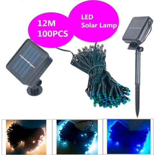 Solar string 12M 100 LED Powered Xmas garland fairy Camping christmas decoration waterproof Outdoor garden solar led light lamp