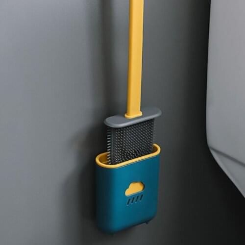 Long Handle Toilet Brush with Holder Soft Silicone Blind Angle Cleaning Brush Home Standing Quick Drying Cleaning Set for or