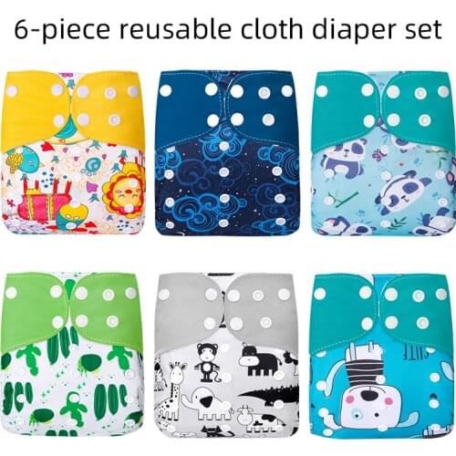 [simfamily]6pcs/set Washable Cloth Diaper Cover Adjustable Nappy Reusable Cloth Diapers Available 0-3years 3-15kg baby