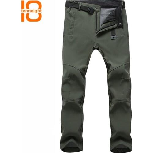 TENNEIGHT Sports Pants For Men Softshell Fleece Skiing Pants Outdoor Waterproof Hiking Pants Warm Snow Snowboarding Trousers