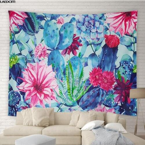 Tropical Green Plant Tapestry Bohemian Flower Leaf Watercolor Art Background Wall Hanging Cloth Living Room Bedroom Home Decor