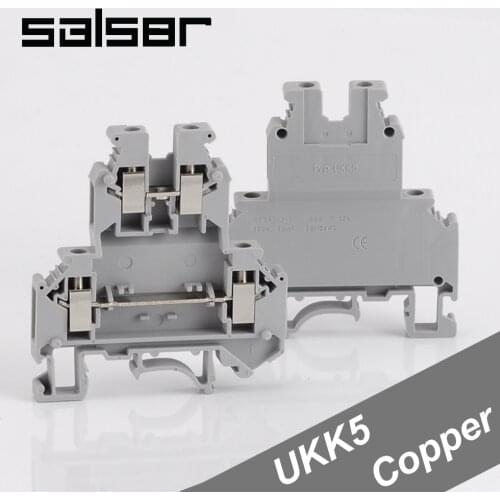 25PCS) Universal Terminal Blocks UKK5 Copper Connector 4mm2 300V 32A Barrier DIN Rail Mounted Phoenix Screw Type