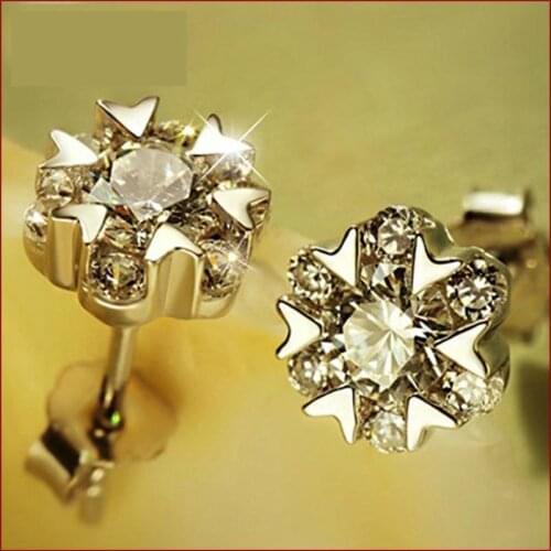 Multiple Zircon Snowflake Stud Earrings For Women Crystal Brincos Silver color Earing Brinco Earring Oorbellen Earings Jewelry