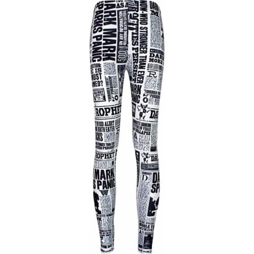 S To 4XL Patchwork Womens Sports Leggings Newspapers Printing Running Women Plus Size Fitness Leggins 3 Patterns